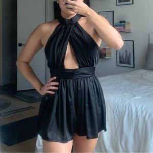 LF satin cutout romper
